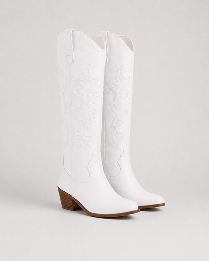 Women's Cowboy Boots - Knee High Embroidered Western Boots