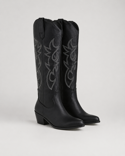 Women's Cowboy Boots - Knee High Embroidered Western Boots