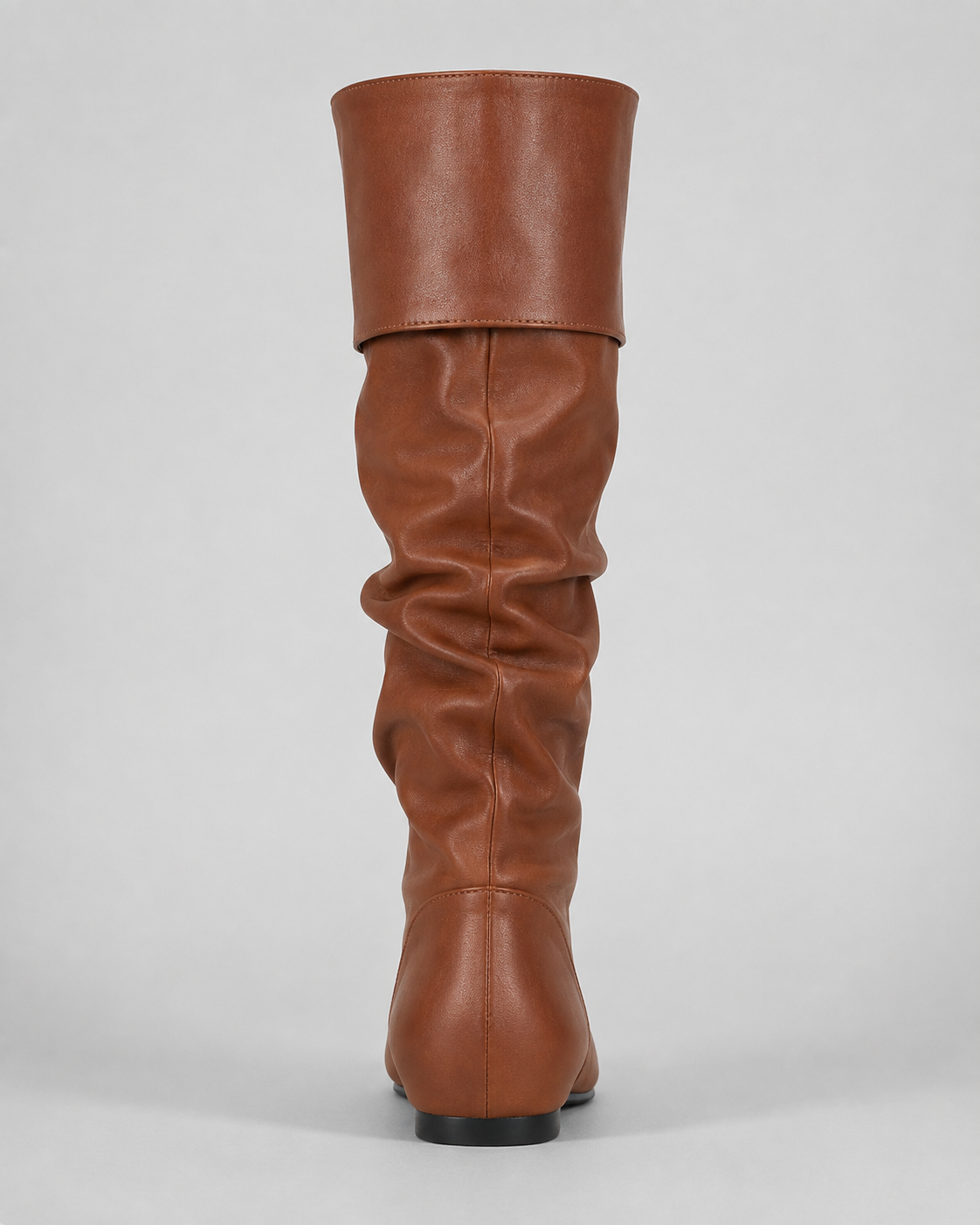 Women's Knee High Boots - Slouch Ruched Shaft Flat Heel