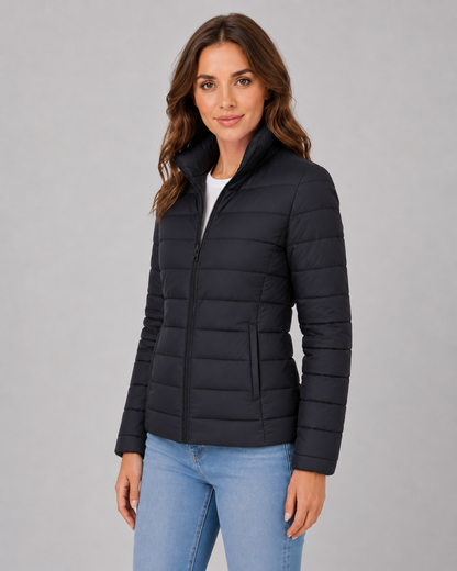 Women's Puffer Jacket - Lightweight Stand Collar Quilted Jacket