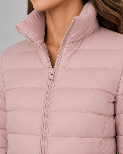 Women's Puffer Jacket - Lightweight Stand Collar Quilted Jacket