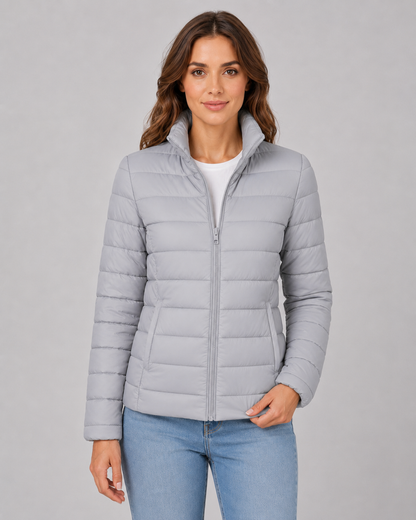 Women's Puffer Jacket - Lightweight Stand Collar Quilted Jacket