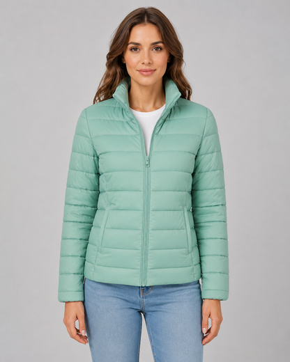 Women's Puffer Jacket - Lightweight Stand Collar Quilted Jacket