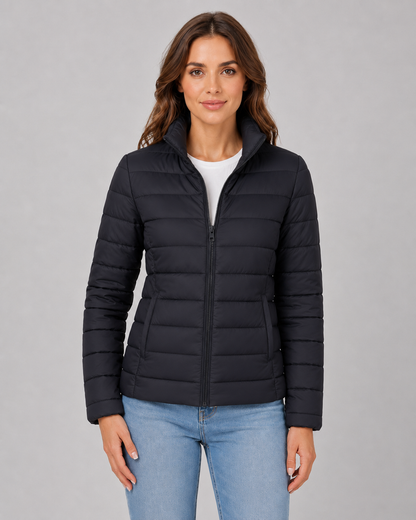 Women's Puffer Jacket - Lightweight Stand Collar Quilted Jacket