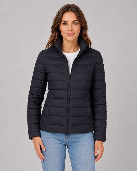 Women's Puffer Jacket - Lightweight Stand Collar Quilted Jacket