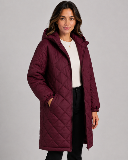 Women's Long Puffer Coat - Quilted Winter Jacket Relaxed Fit