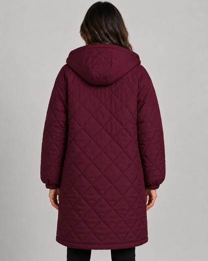 Women's Long Puffer Coat - Quilted Winter Jacket Relaxed Fit