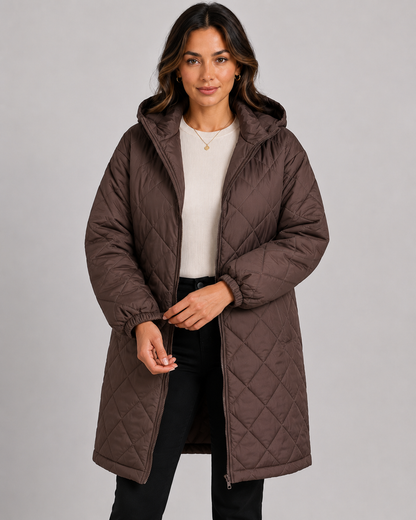 Women's Long Puffer Coat - Quilted Winter Jacket Relaxed Fit