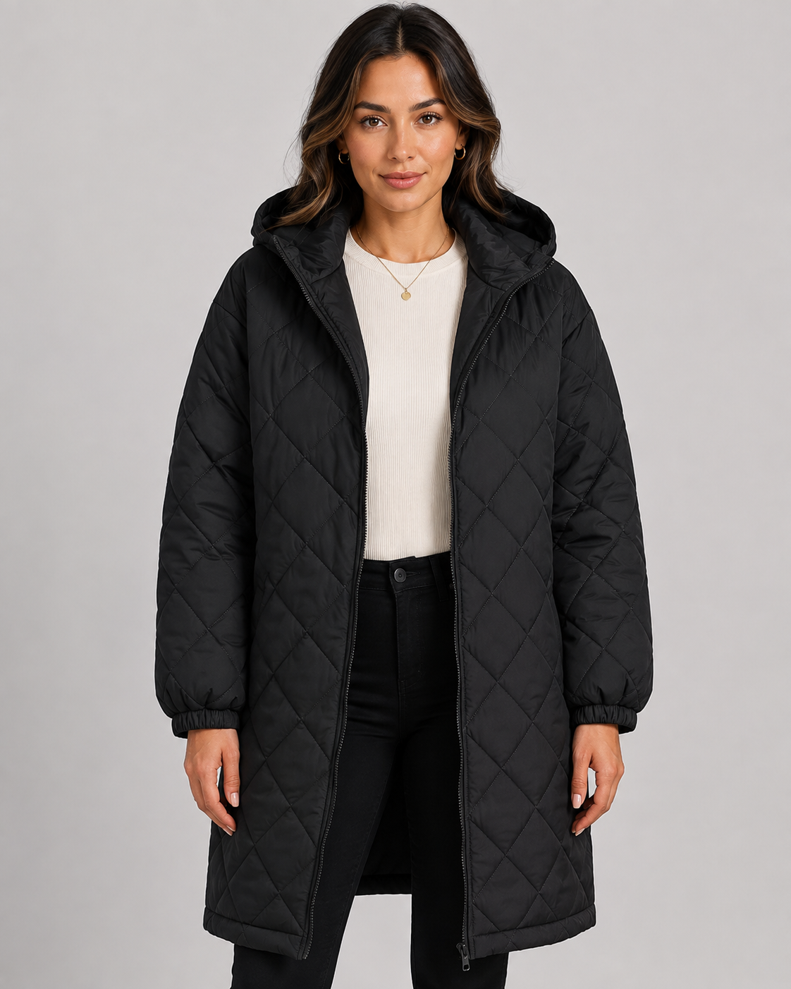 Women's Long Puffer Coat - Quilted Winter Jacket Relaxed Fit