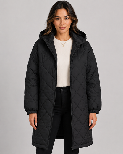 Women's Long Puffer Coat - Quilted Winter Jacket Relaxed Fit