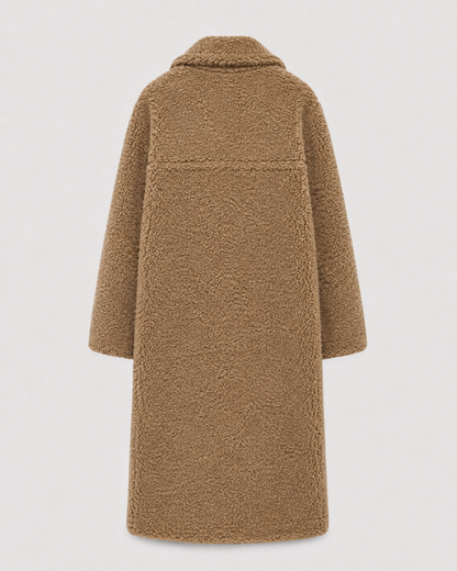 Women's Teddy Coat - Long Double Breasted Oversized Lapel