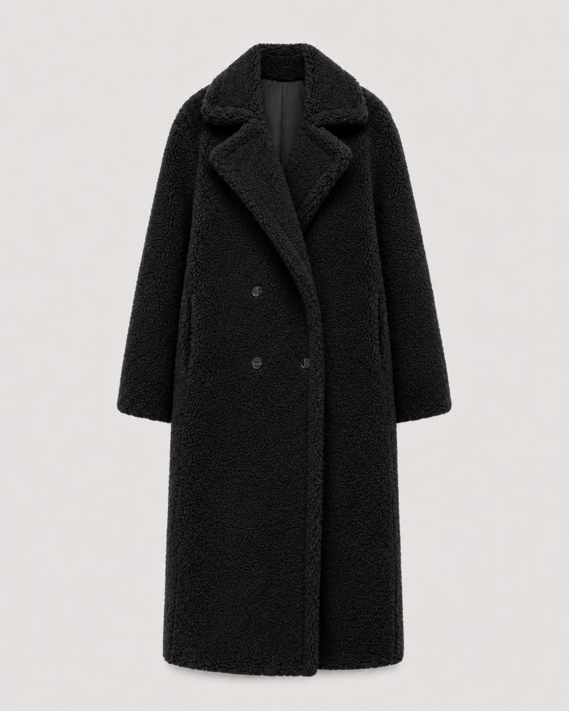 Women's Teddy Coat - Long Double Breasted Oversized Lapel