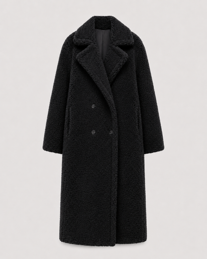 Women's Teddy Coat - Long Double Breasted Oversized Lapel