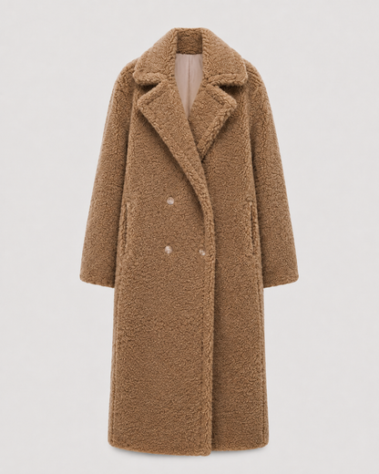 Women's Teddy Coat - Long Double Breasted Oversized Lapel