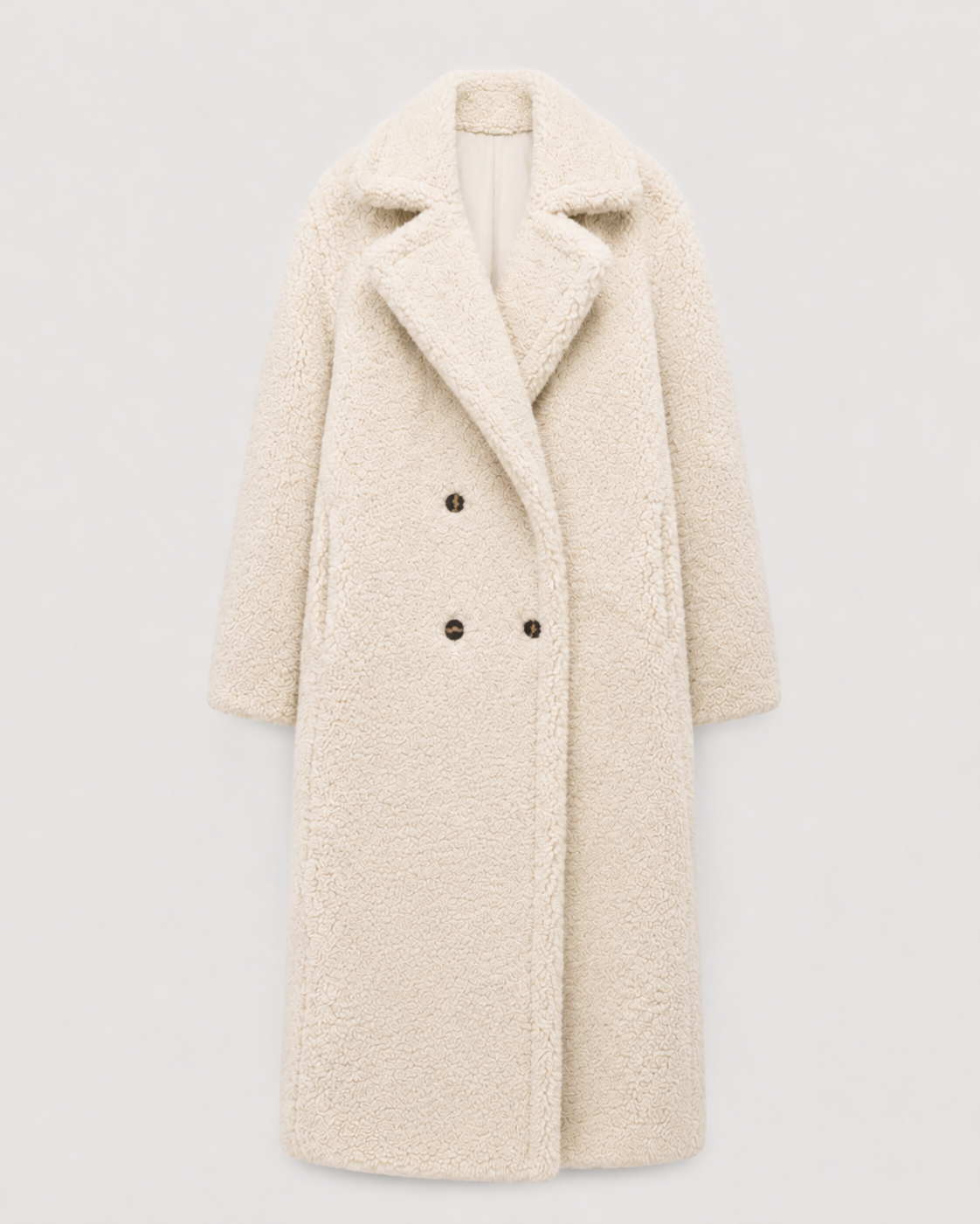 Women's Teddy Coat - Long Double Breasted Oversized Lapel