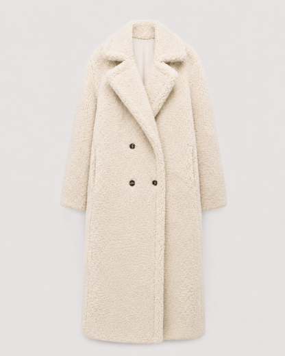 Women's Teddy Coat - Long Double Breasted Oversized Lapel