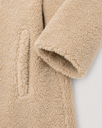 Women's Teddy Coat - Long Double Breasted Oversized Lapel