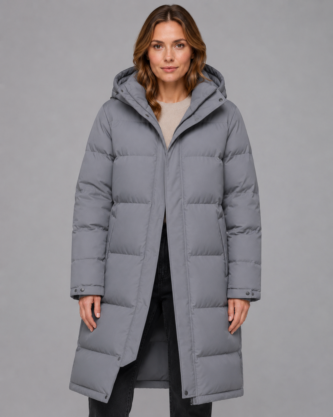 Women's Winter Parka - Longline Hooded Puffer Coat