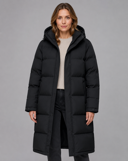 Women's Winter Parka - Longline Hooded Puffer Coat