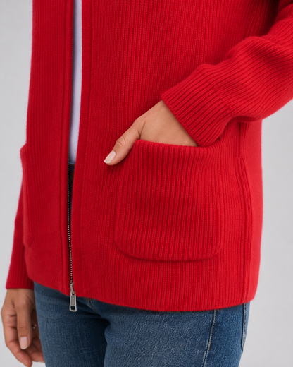 Women's Open Front Cardigan - Knit Long Sleeve Sweater