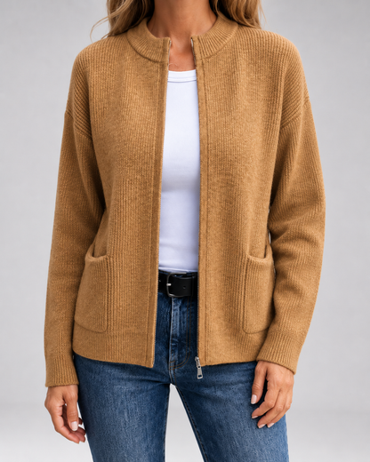Women's Open Front Cardigan - Knit Long Sleeve Sweater