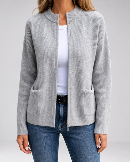 Women's Open Front Cardigan - Knit Long Sleeve Sweater