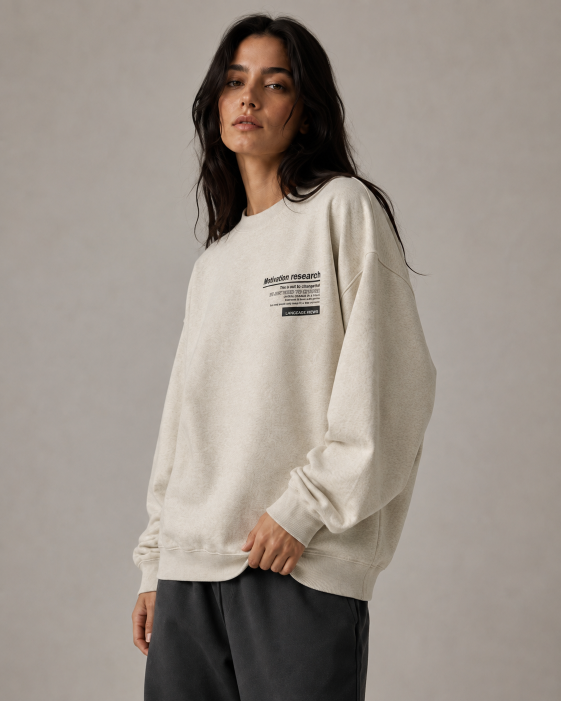 Women's Graphic Sweatshirt - Oversized Drop Shoulder Crew Neck