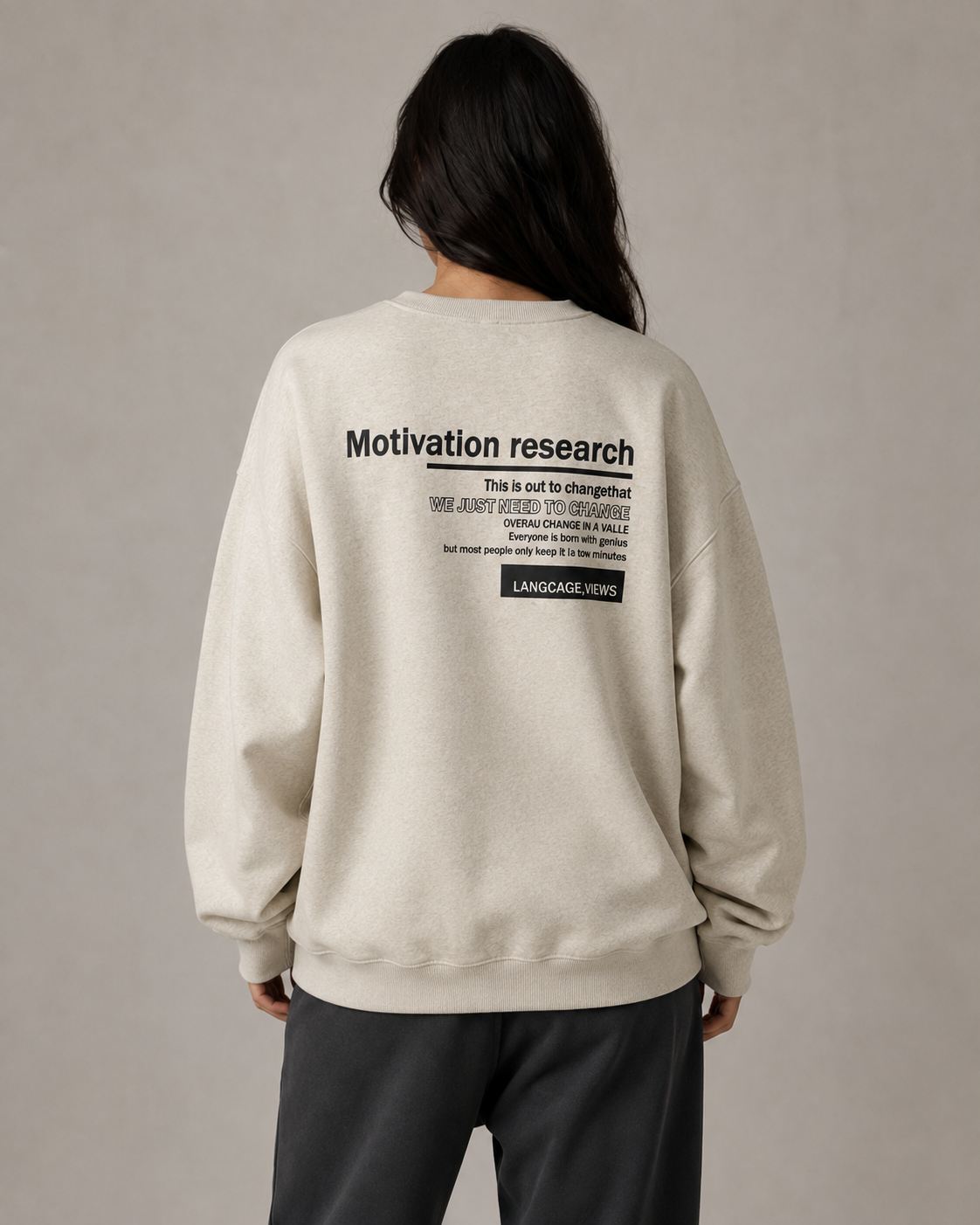 Women's Graphic Sweatshirt - Oversized Drop Shoulder Crew Neck