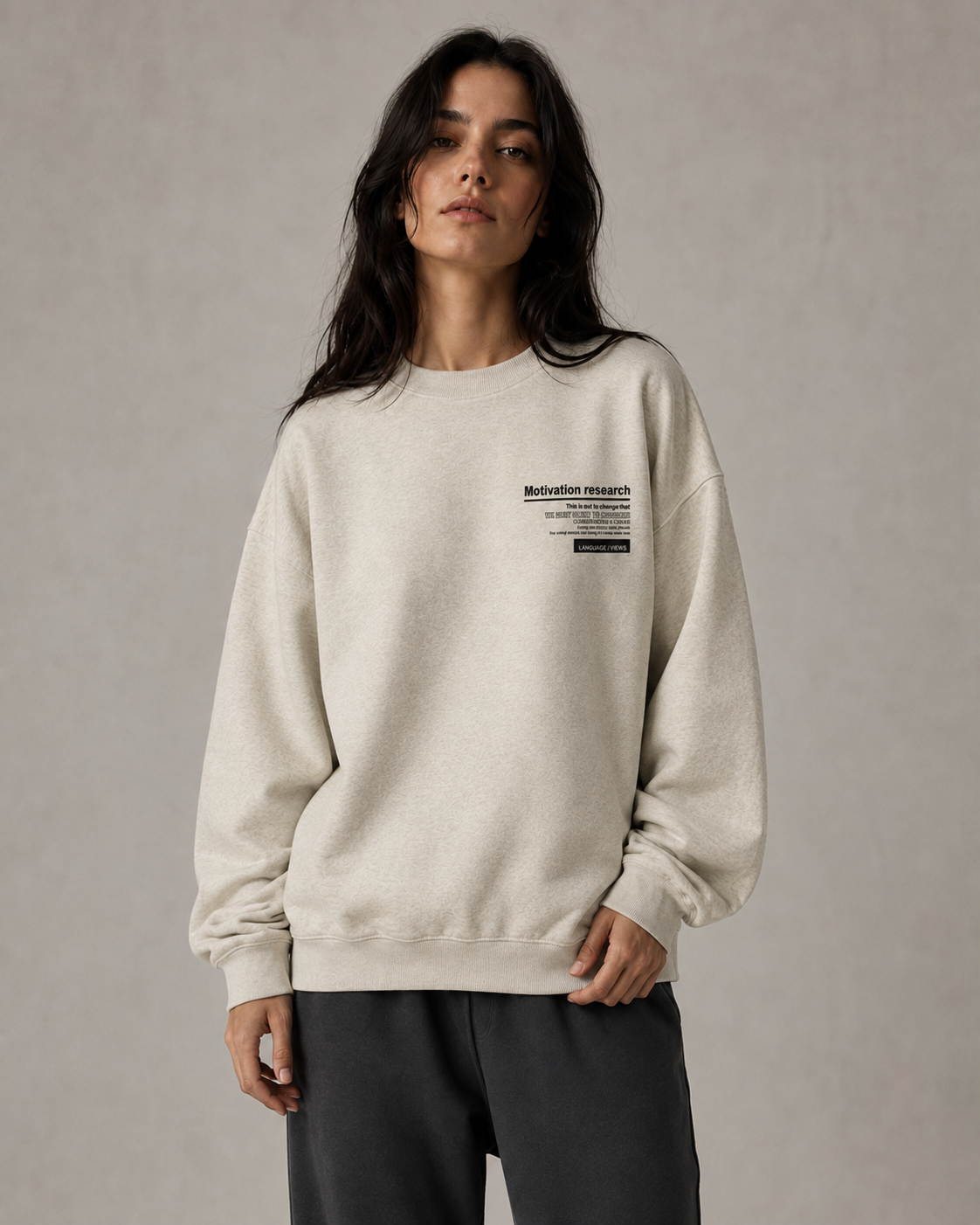 Women's Graphic Sweatshirt - Oversized Drop Shoulder Crew Neck
