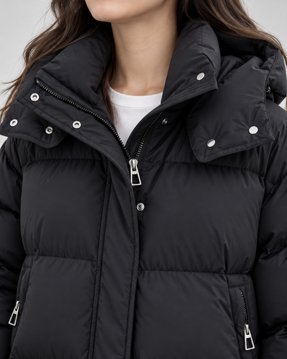 Women's Puffer Jacket - Oversized Hooded Zip Up Winter Coat