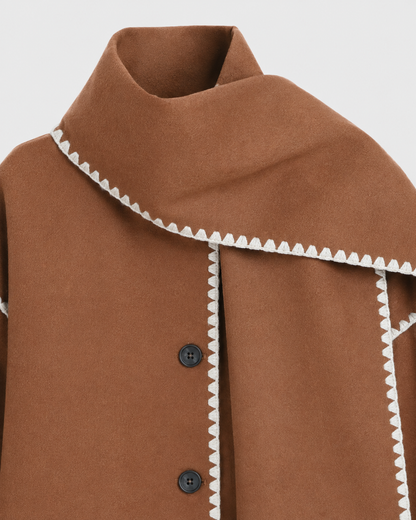 Women's Fringe Coat - Oversized Scarf Collar Winter Coat