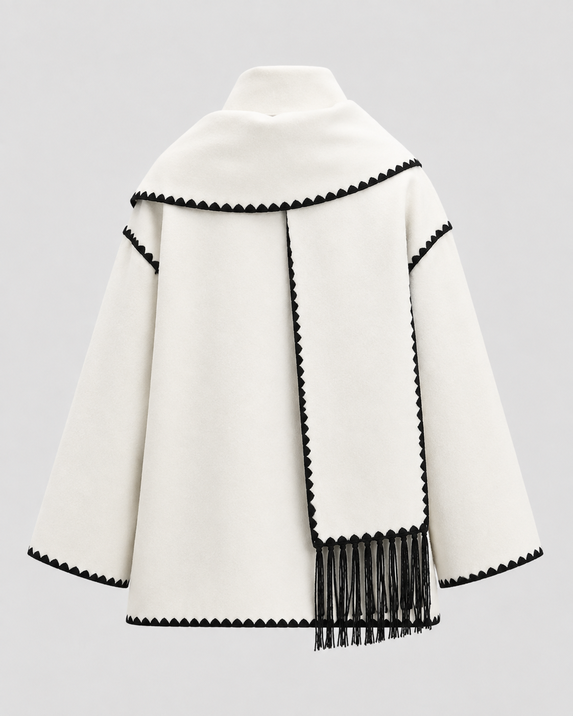 Women's Fringe Coat - Oversized Scarf Collar Winter Coat