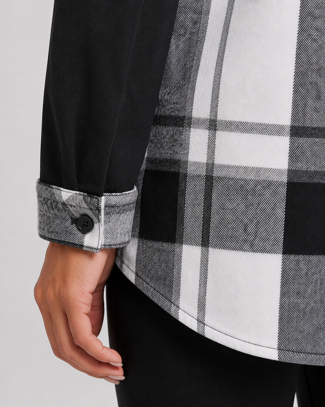Women's Plaid Shacket - Hooded Fleece Shirt Jacket