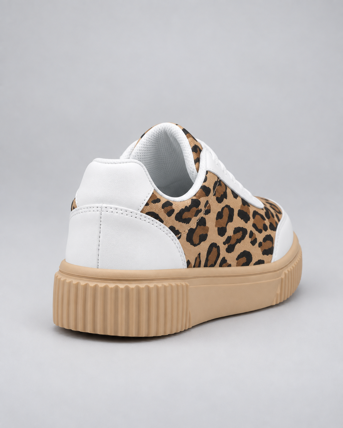 Women's Platform Sneakers - Leopard Print Lace Up