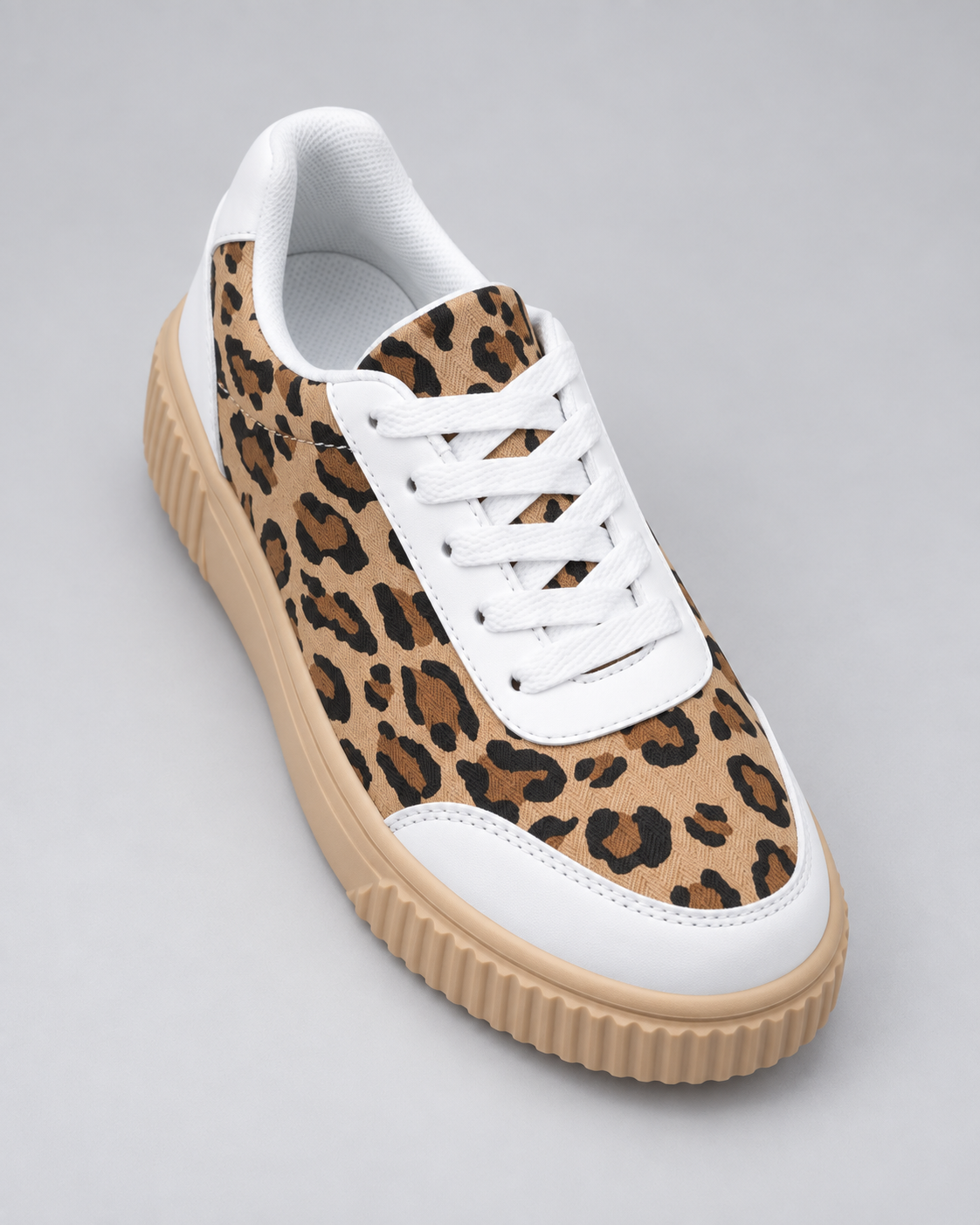 Women's Platform Sneakers - Leopard Print Lace Up