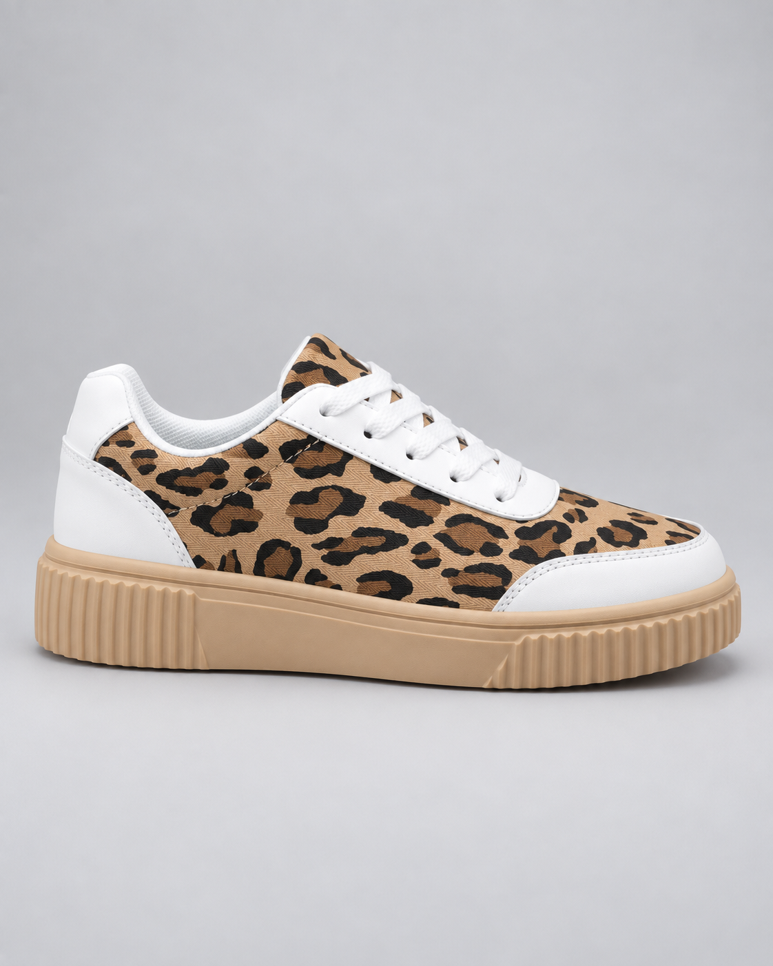 Women's Platform Sneakers - Leopard Print Lace Up