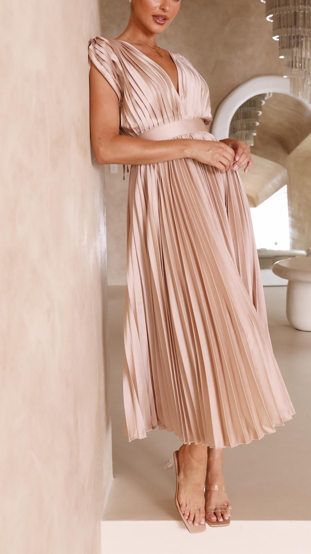 Quenvyn | Pleated Wedding Guest Dress Women Fashion Style