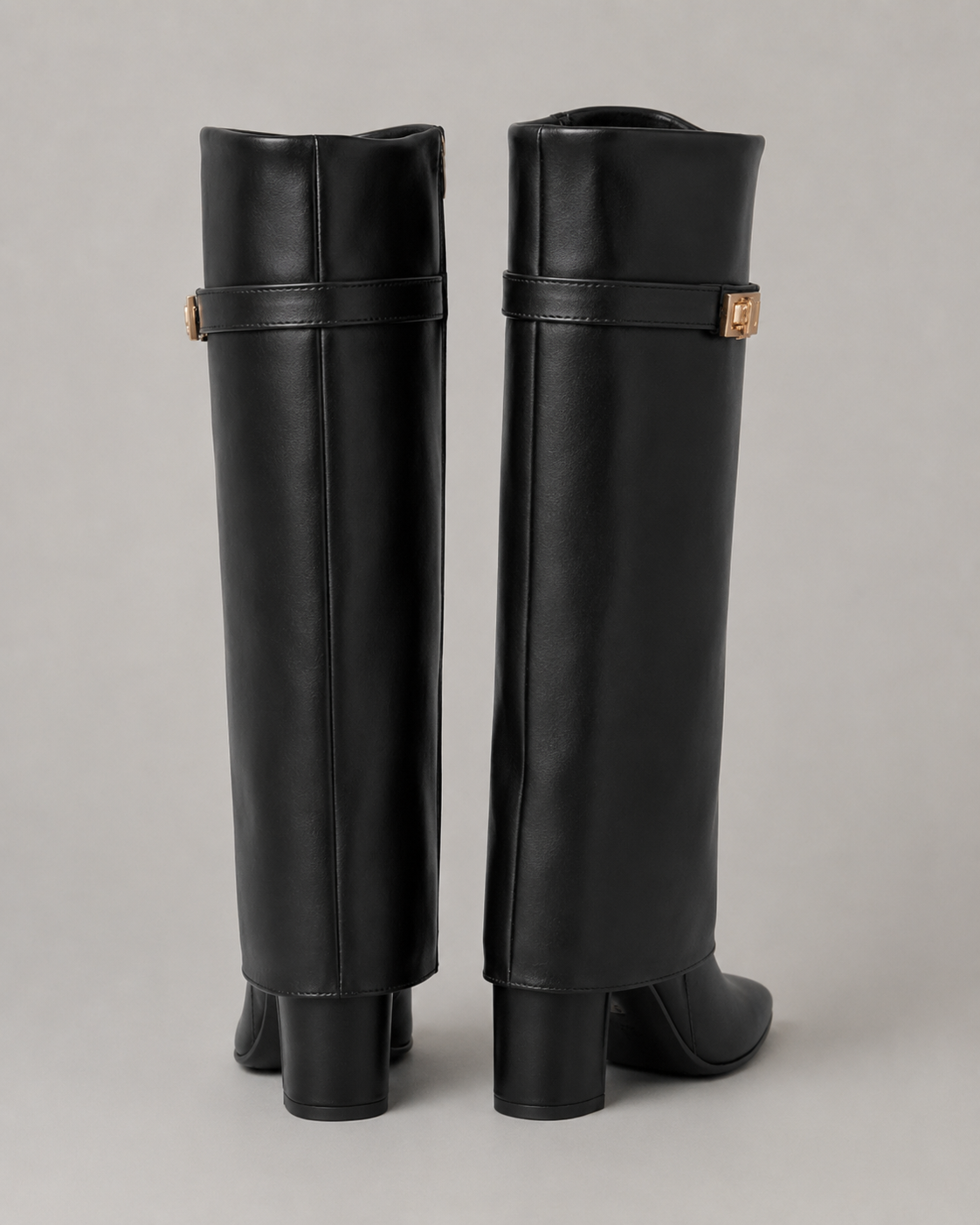 Women's Knee High Boots - Pointed Toe Buckle Block Heel