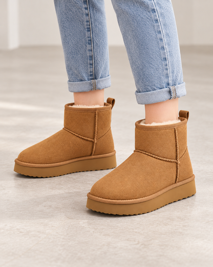 Women's Ankle Boots - Pull On Fleece Lined Platform