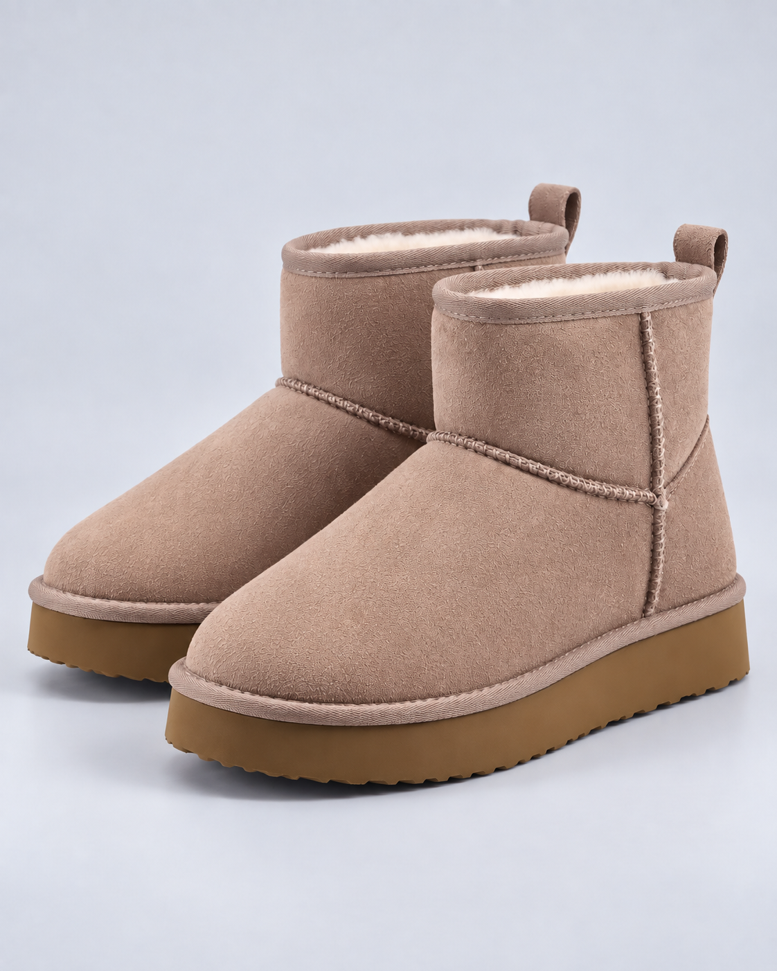 Women's Ankle Boots - Pull On Fleece Lined Platform