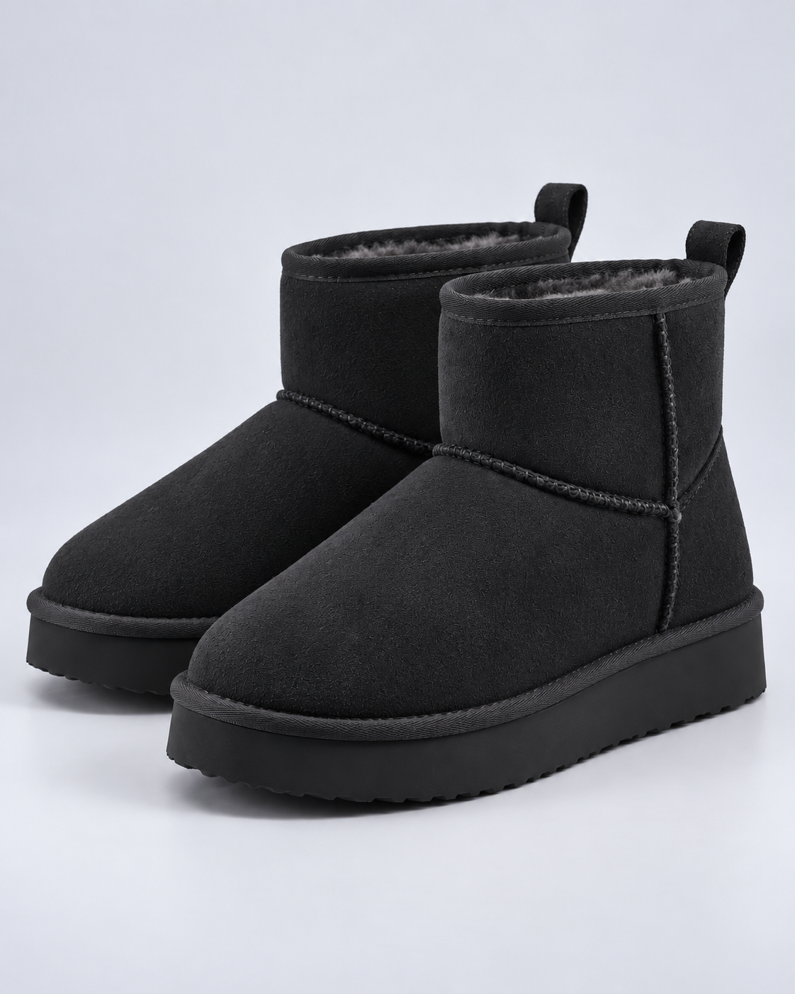 Women's Ankle Boots - Pull On Fleece Lined Platform
