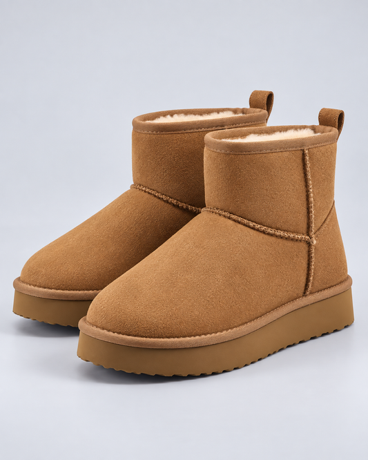 Women's Ankle Boots - Pull On Fleece Lined Platform