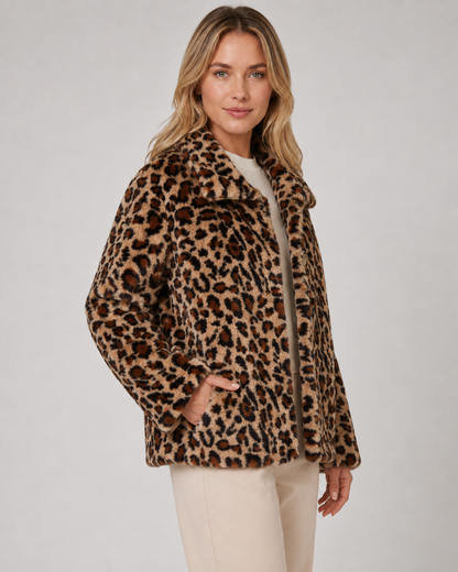 Women's Quilted Jacket - Reversible Leopard Print Puffer Coat