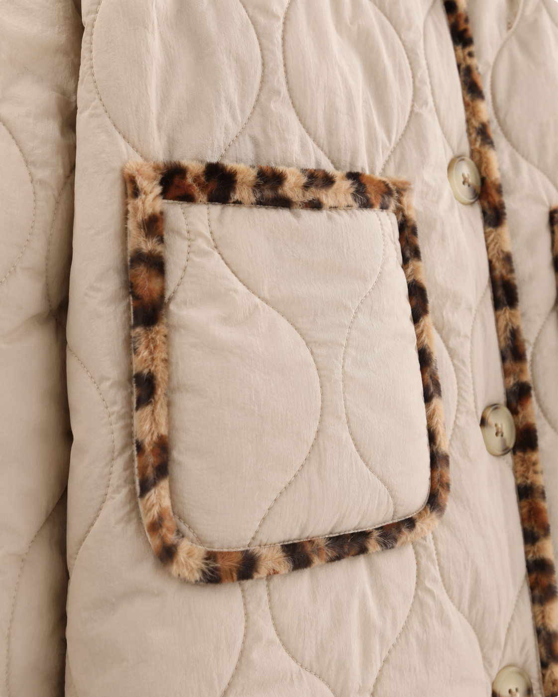 Women's Quilted Jacket - Reversible Leopard Print Puffer Coat