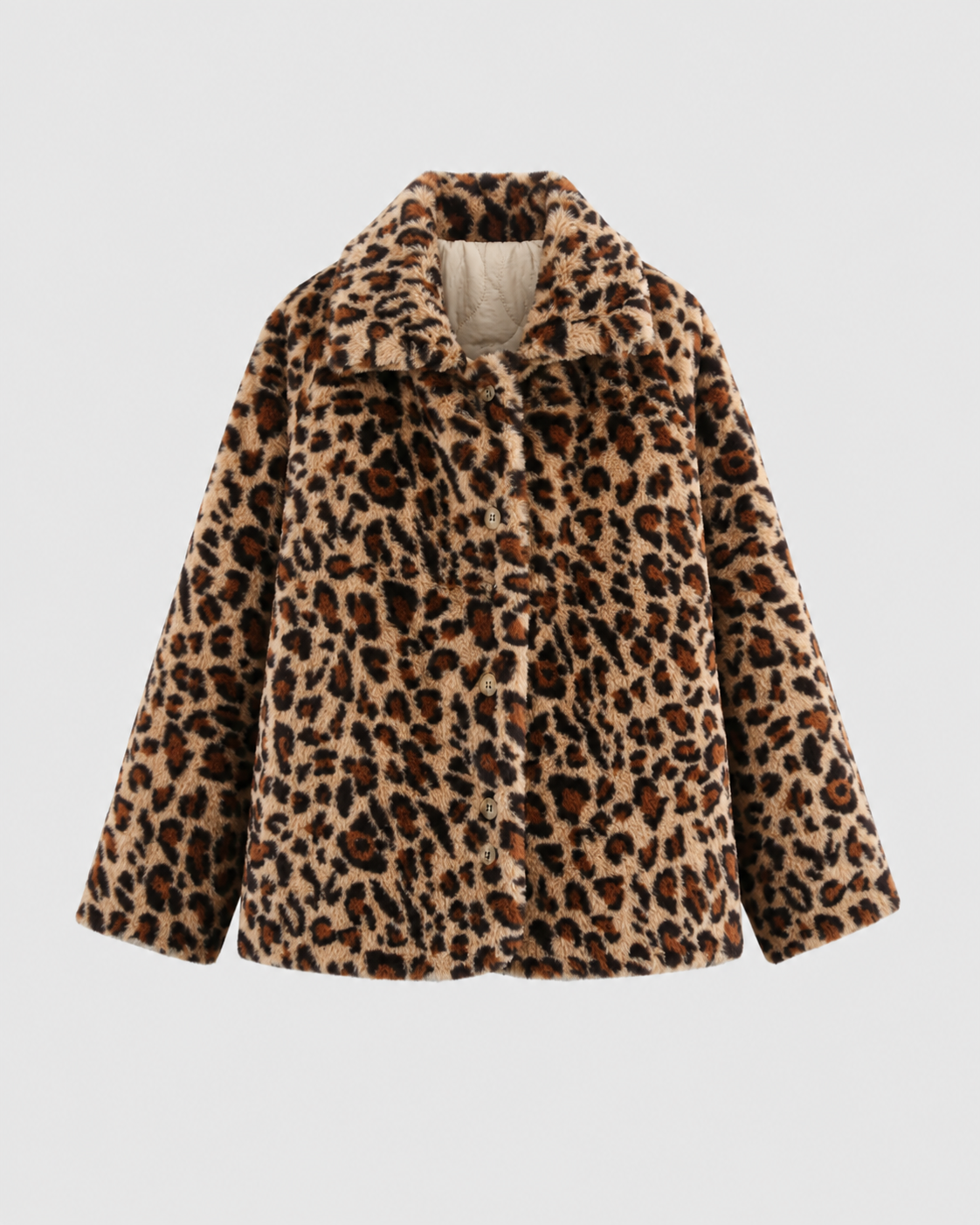 Women's Quilted Jacket - Reversible Leopard Print Puffer Coat