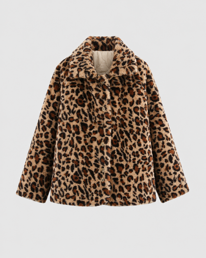 Women's Quilted Jacket - Reversible Leopard Print Puffer Coat