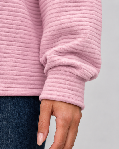Women's Quarter Zip Sweater - Ribbed Knit Pullover
