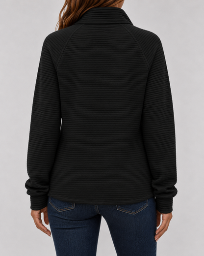Women's Quarter Zip Sweater - Ribbed Knit Pullover