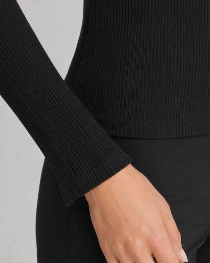Women's Quarter Zip Sweater - Ribbed High Neck Knit