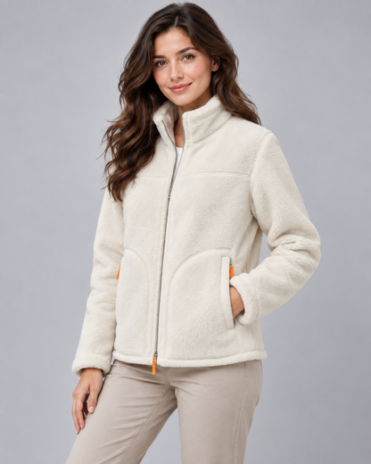 Women's Sherpa Fleece Jacket - Zip Up Winter Coat with Pockets